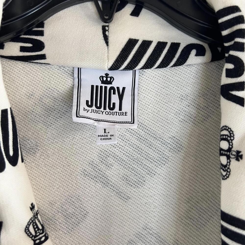 Juicy by Juicy Couture Women’s Large Logo Drape Cardigan Faux Leather Sleeves - Picture 5 of 8